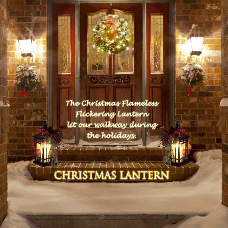 KAMPGO Christmas Lantern Christmas Decorative Lantern Snow Globe Christmas Decorations Indoor Outdoor Flashing Candle Lights, Dining Table Fireplace Decoration Hanging Candle Lanterns Holiday Decor - Image 4